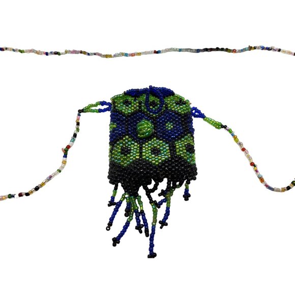 handcrafted multibeaded mini boho bag necklace - Picture 7 of 11